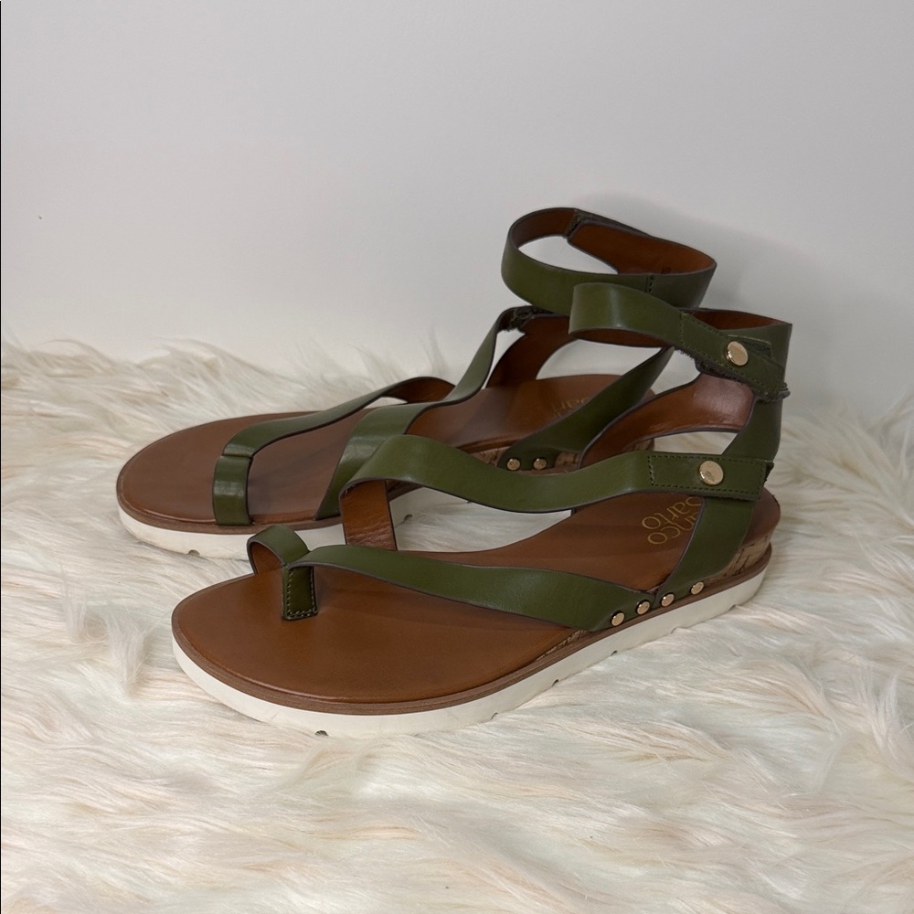 Franco Sarto Olive Green Strappy Sandals - Picture 2 of 9